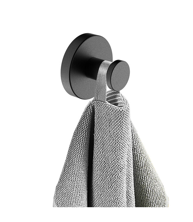 Handdoekhaak Wiesbaden Alonzo Gunmetal met rozet - 28.8014