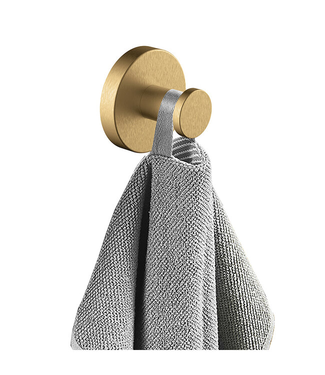 Wiesbaden Handdoekhaak Wiesbaden Alonzo Geborsteld Messing met rozet - 28.8013