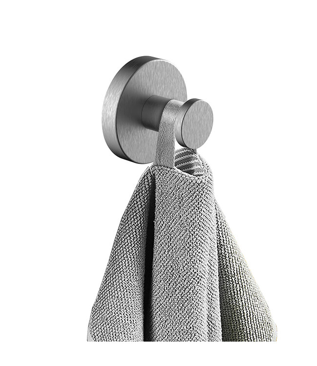 Handdoekhaak Wiesbaden Alonzo Geborsteld RVS met rozet - 28.8012