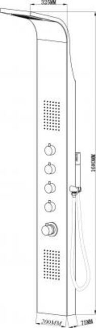 Douchepaneel Xellanz Huron RVS 160x20cm Thermostaatkraan Regendouche Massagejets - 29.3751 Douchepaneel Xellanz Huron RVS 160x20cm Thermostaatkraan Regendouche Massagejets - 29.3751