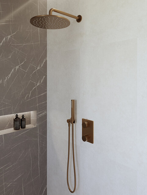 Regendoucheset inbouw 30cm Caral Geborsteld brons koper compleet - 29.3050 Regendoucheset inbouw 30cm Caral Geborsteld brons koper compleet - 29.3050
