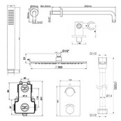 Regendoucheset inbouw 30cm Caral Gunmetal compleet - 29.3049