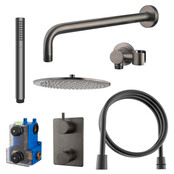 Regendoucheset inbouw 30cm Caral Gunmetal compleet - 29.3049