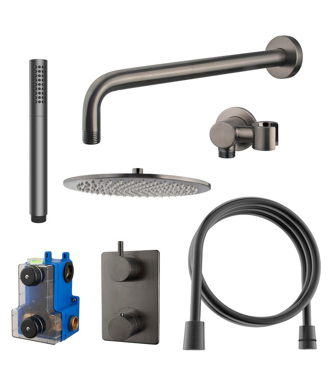 Wiesbaden Regendoucheset inbouw 30cm Caral Gunmetal compleet - 29.3049