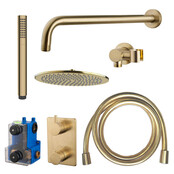 Regendoucheset inbouw 30cm Caral Geborsteld Messing compleet - 29.3048