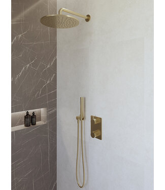 Wiesbaden Regendoucheset inbouw 30cm Caral Geborsteld Messing compleet - 29.3048