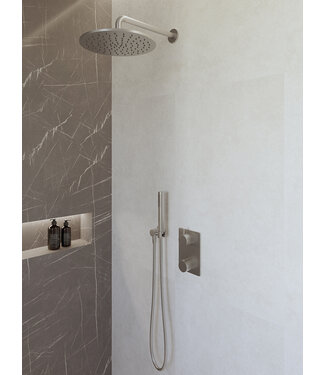 Wiesbaden Regendoucheset inbouw 30cm Caral Geborsteld Staal compleet - 29.3047