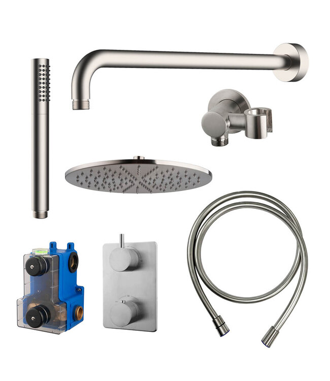 Regendoucheset inbouw 30cm Caral Geborsteld Staal compleet - 29.3047