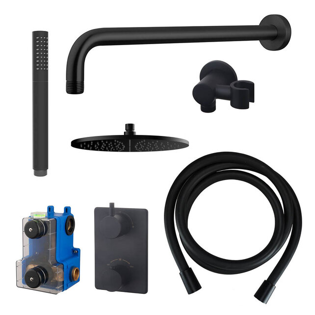 Regendoucheset inbouw 30cm Caral Mat Zwart compleet - 29.3046