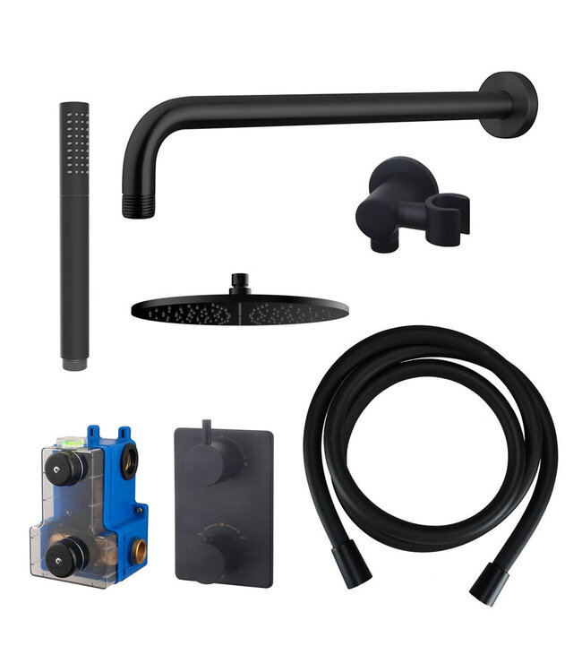 Regendoucheset inbouw 30cm Caral Mat Zwart compleet - 29.3046