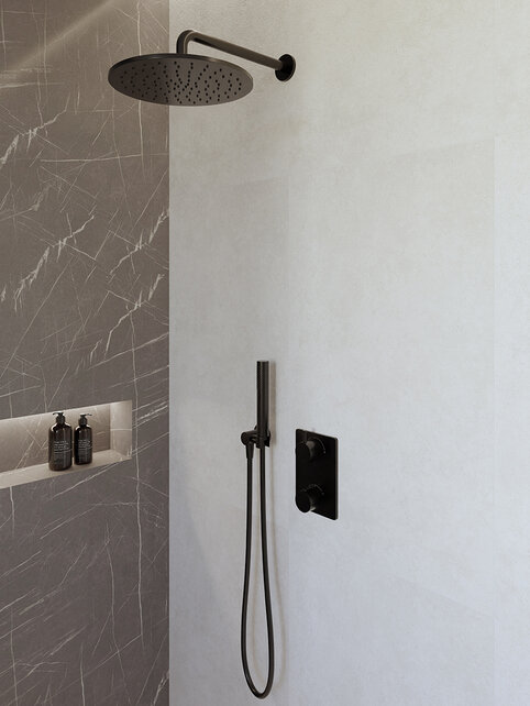 Regendoucheset inbouw 30cm Caral Mat Zwart compleet - 29.3046