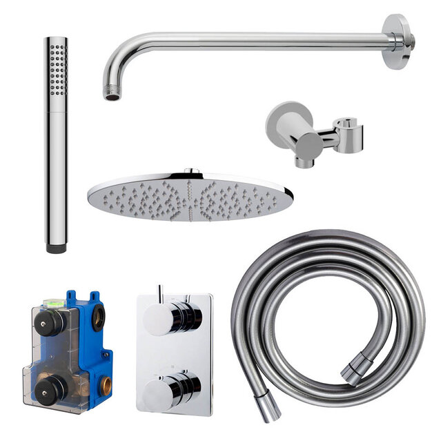 Regendoucheset inbouw 30cm Caral Chroom compleet - 29.3045