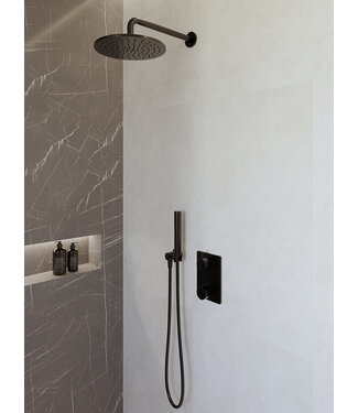 Wiesbaden Regendoucheset inbouw 25cm Caral Mat Zwart compleet - 29.3040