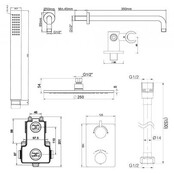 Regendoucheset inbouw 25cm Caral Geborsteld Staal compleet - 29.3041