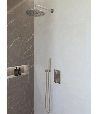 Wiesbaden Regendoucheset inbouw 25cm Caral Geborsteld Staal compleet - 29.3041