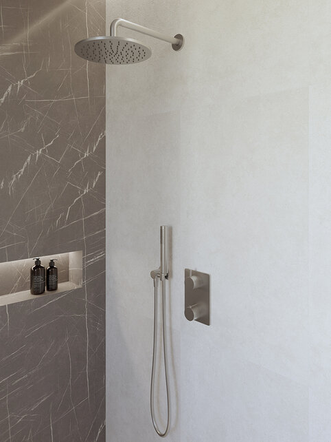 Regendoucheset inbouw 25cm Caral Geborsteld Staal compleet - 29.3041