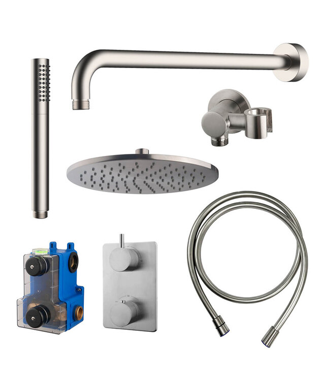 Regendoucheset inbouw 25cm Caral Geborsteld Staal compleet - 29.3041