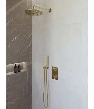 Wiesbaden Regendoucheset inbouw 25cm Caral Geborsteld Messing compleet - 29.3042