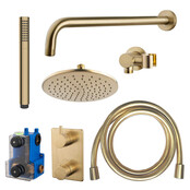 Regendoucheset inbouw 25cm Caral Geborsteld Messing compleet - 29.3042