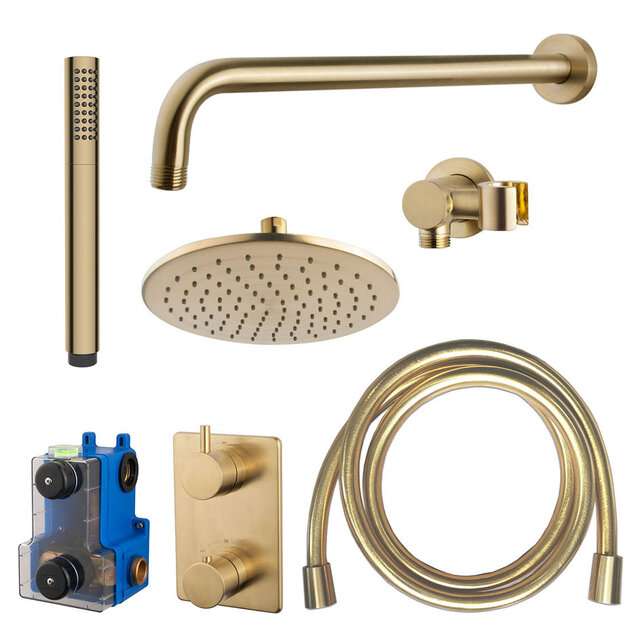 Regendoucheset inbouw 25cm Caral Geborsteld Messing compleet - 29.3042