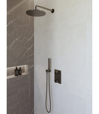 Wiesbaden Regendoucheset inbouw 25cm Caral Gunmetal compleet - 29.3043