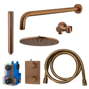 Regendoucheset inbouw 25cm Caral Geborsteld brons koper compleet - 29.3044 Regendoucheset inbouw 25cm Caral Geborsteld brons koper compleet - 29.3044