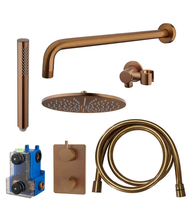 Regendoucheset inbouw 25cm Caral Geborsteld brons koper compleet - 29.3044