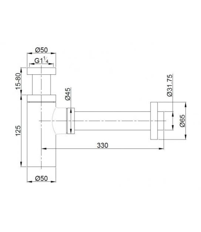 Wiesbaden Wiesbaden Universele Sifon Star Mat Zwart 5/4" x 32 mm - 33.2424