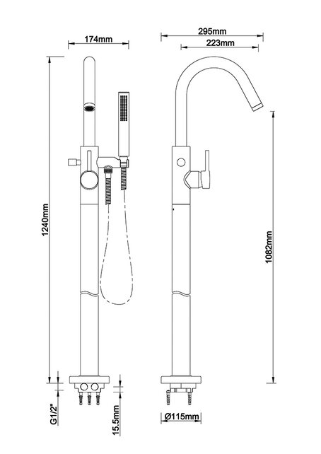 Wiesbaden Caral Vrijstaande badkraan Geborsteld brons koper - 29.6922