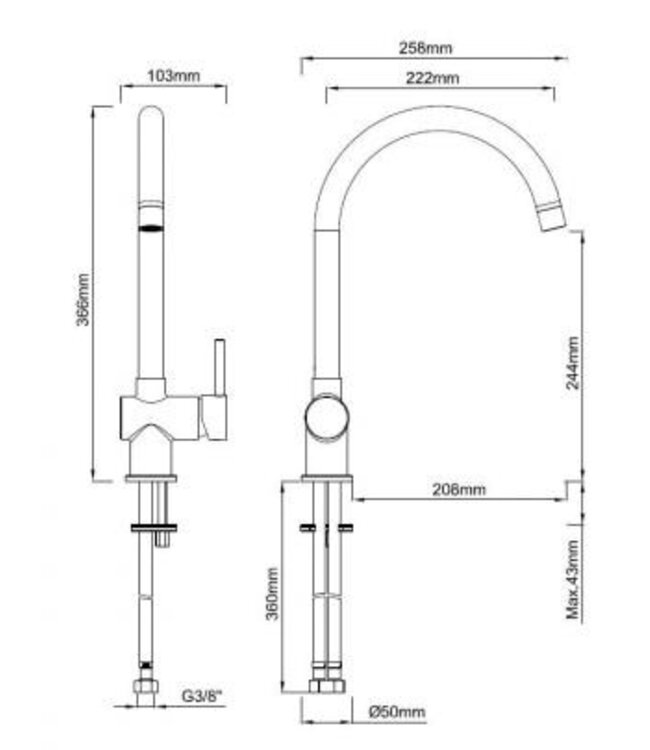 Keukenkraan Cold start Wiesbaden Caral Geborsteld Staal - 29.3009