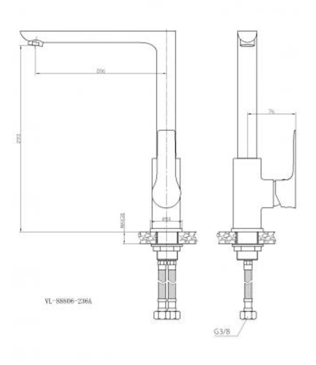 Keukenkraan Wiesbaden Casma Zwart / Chroom - 29.4277