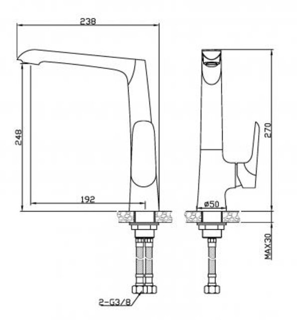 Keukenkraan Wiesbaden Tarma Zwart / Chroom - 29.4262