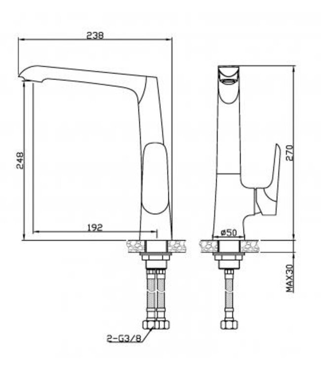 Wiesbaden Keukenkraan Wiesbaden Tarma Zwart / Chroom - 29.4262
