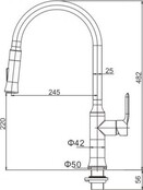 Keukenkraan Oxford 304 - RVS met coldstart en uittrekbare handdouche - 24.3708 Keukenkraan Oxford 304 - RVS met coldstart en uittrekbare handdouche - 24.3708