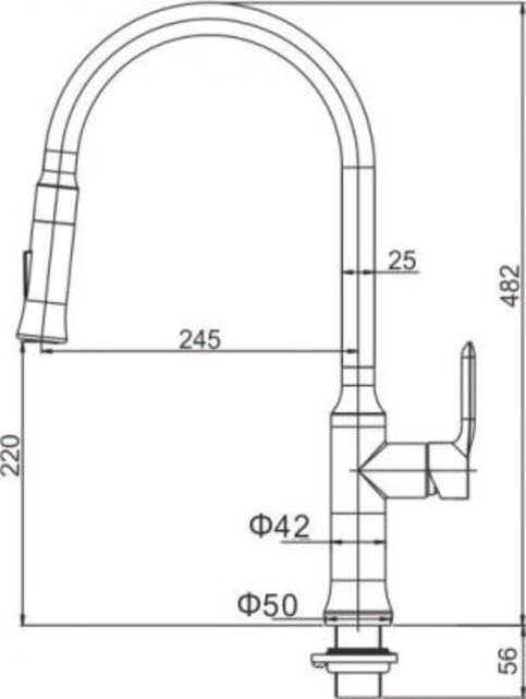Keukenkraan Oxford 304 - RVS met coldstart en uittrekbare handdouche - 24.3708 Keukenkraan Oxford 304 - RVS met coldstart en uittrekbare handdouche - 24.3708