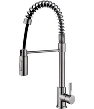 Wiesbaden Keukenkraan Floyd 304 - RVS met coldstart en draaibaar handdouche -  24.3704