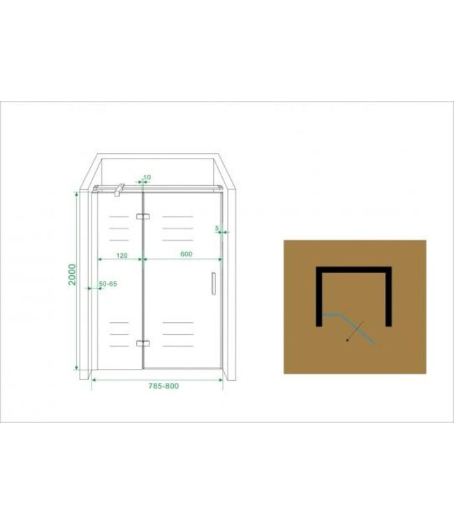 Douchedeur Wiesbaden Vaz 80cm 8mm nano helder glas/chroom - 20.3920