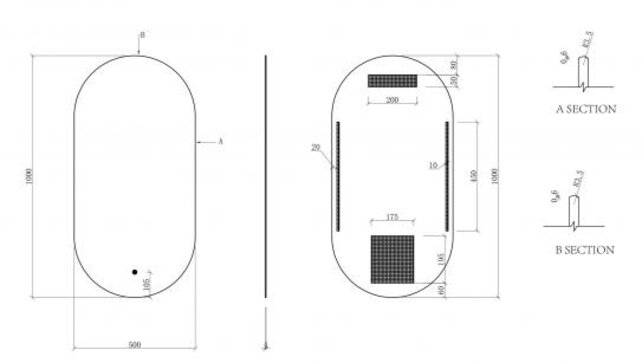 Spiegel ovaal Wiesbaden Lumia 50x100cm met LED, dimbaar en spiegelverwarming - 38.3713