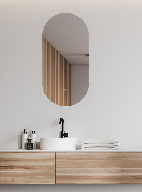 Spiegel ovaal Wiesbaden Lumia 50x100cm met LED, dimbaar en spiegelverwarming - 38.3713