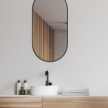 Spiegel ovaal Wiesbaden Nomi 50x100cm Mat Zwart met LED, dimbaar en spiegelverwarming - 38.3712