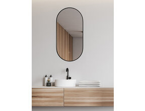 Spiegel ovaal Wiesbaden Nomi 50x100cm Mat Zwart met LED, dimbaar en spiegelverwarming - 38.3712