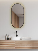 Spiegel ovaal Wiesbaden Nomi 50x100cm Mat Zwart met LED, dimbaar en spiegelverwarming - 38.3712