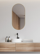 Spiegel ovaal Wiesbaden Nomi 50x100cm Geborsteld Messing met LED, dimbaar en spiegelverwarming - 38.3711