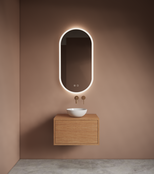 Spiegel ovaal Gliss Orion Satine 50x100cm met LED, dimbaar en spiegelverwarming