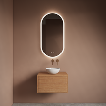 Spiegel ovaal Gliss Orion Satine 50x100cm met LED, dimbaar en spiegelverwarming