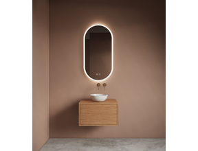 Spiegel ovaal Gliss Orion Satine 50x100cm met LED, dimbaar en spiegelverwarming