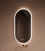 Spiegel ovaal Gliss Orion Satine 50x100cm met LED, dimbaar en spiegelverwarming