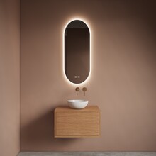 Spiegel ovaal Gliss Orion Satine 40x100cm met LED, dimbaar en spiegelverwarming