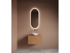 Spiegel ovaal Gliss Orion Satine 40x100cm met LED, dimbaar en spiegelverwarming