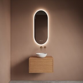 Spiegel ovaal Gliss Orion Satine 40x100cm met LED, dimbaar en spiegelverwarming